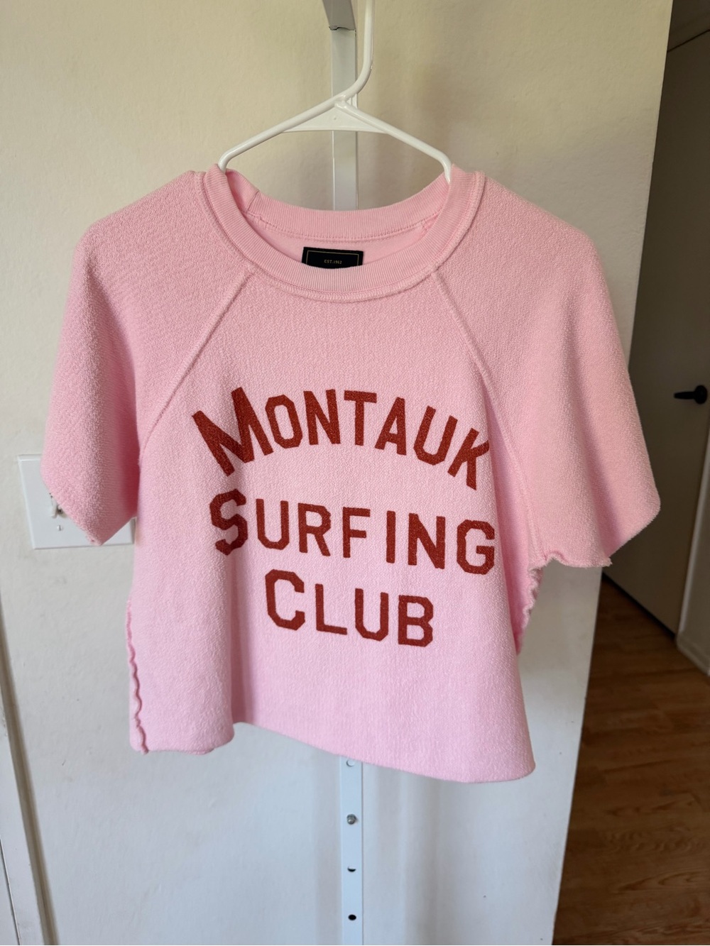 Montauk Surfing Club Pink Short-Sleeve Tee by retro brand Los Angeles oversized